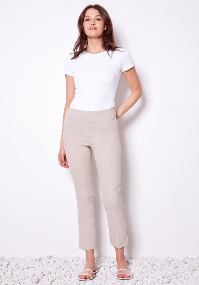 SOLID TEXTURED JACQUARD ANKLE PANT